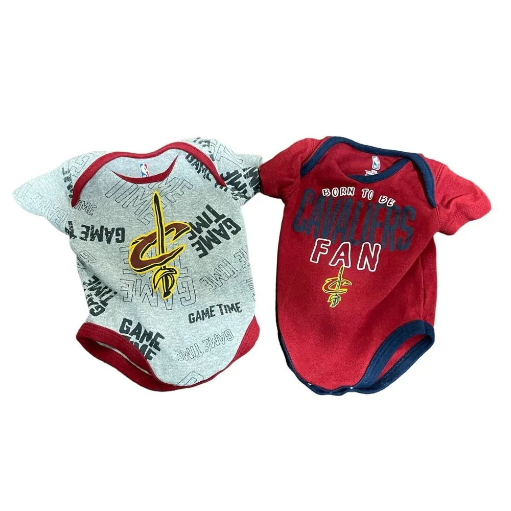 NBA CLEVELAND CAVALIERS Baby Boys Lot of 2 Bodysuits 0-3 Months
